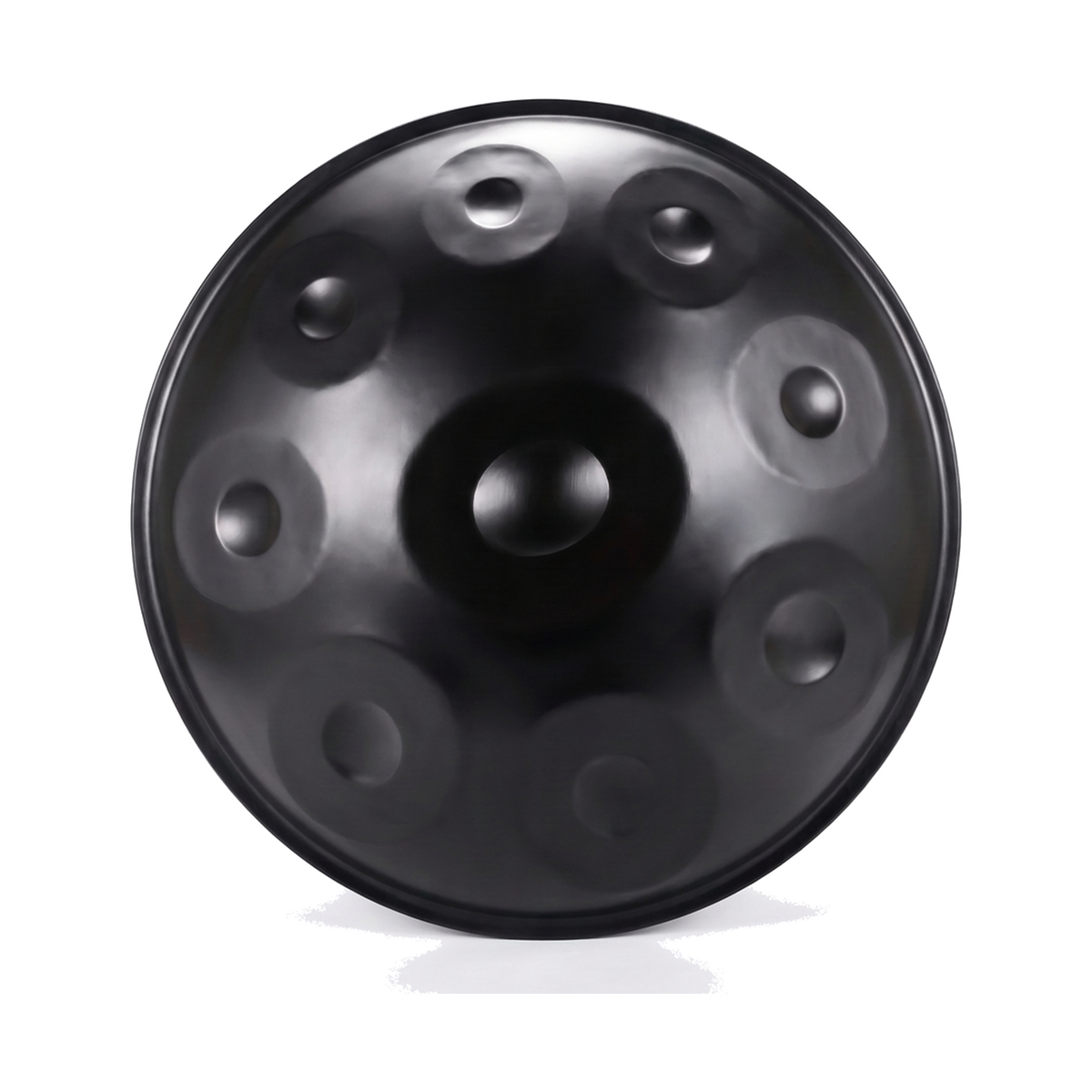 Handpan AZKAR vu de dessus, gamme D Kurd, champ tonal visible